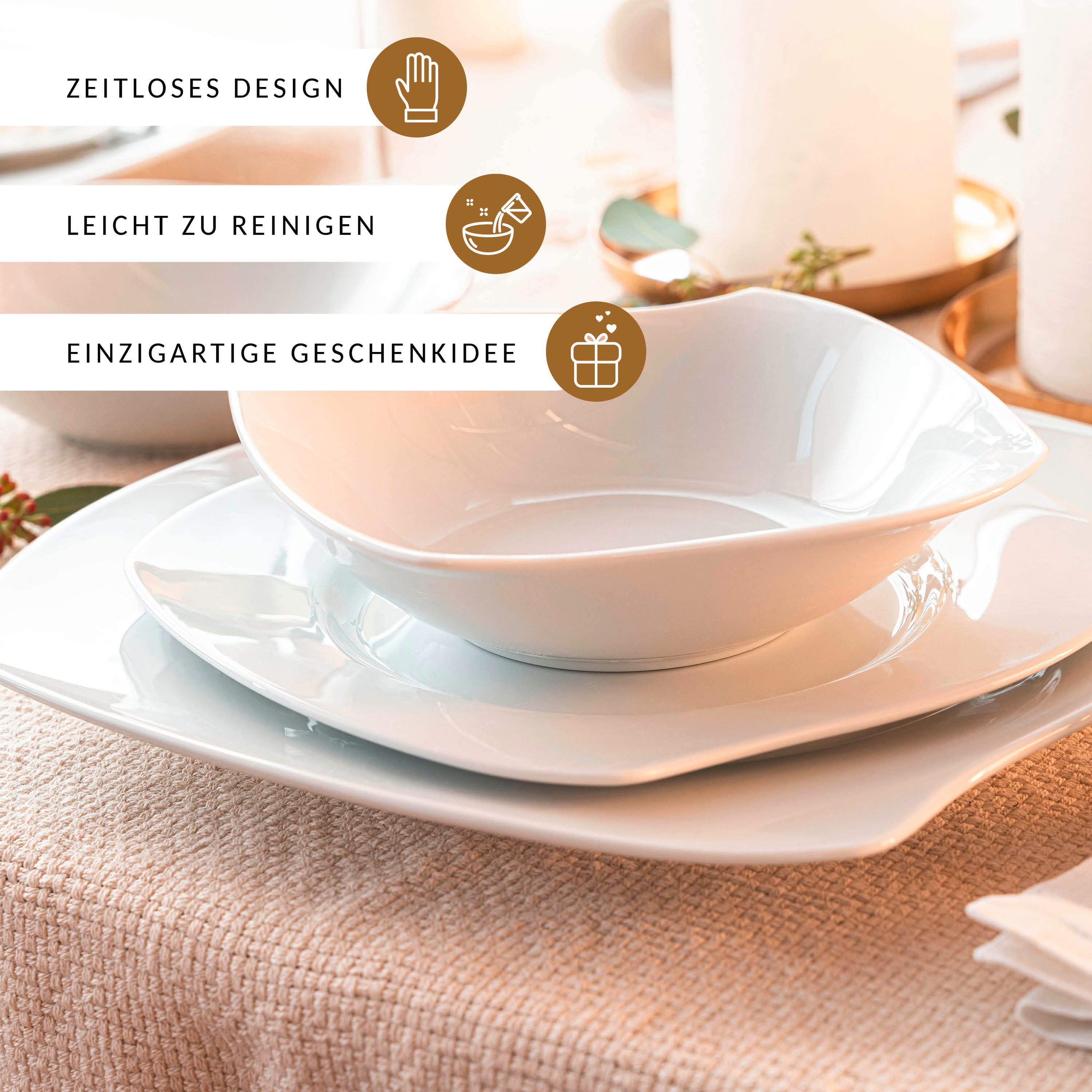 SÄNGER Tafelservice Avalon Geschirrset (18-tlg), 6 Personen, Porzellan, geschwungene Form