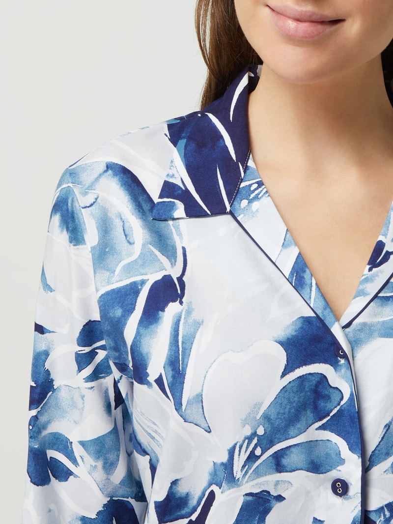 Pyjama-Oberteil aus Baumwoll-Modal-Mix Modell 'Ellie' in marineblau