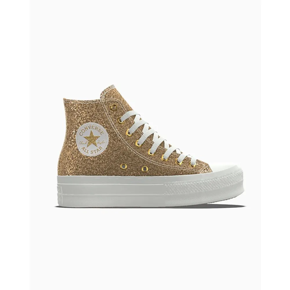 Converse Custom Wedding Chuck Taylor All Star Lift Platform By You A02253CSP24_GOLD_GLITTER / grün