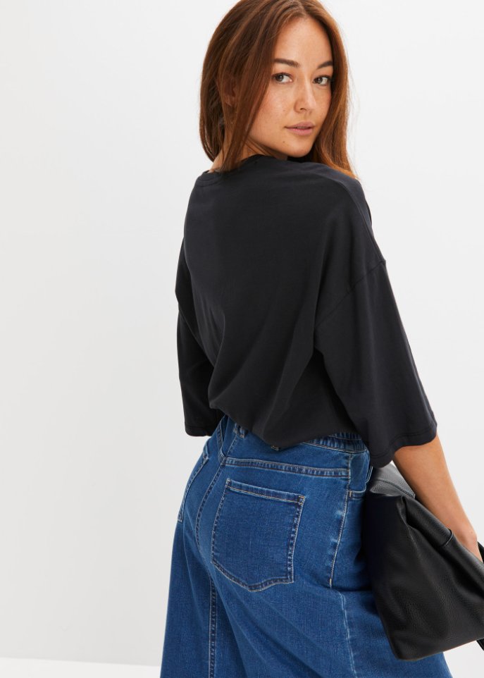 Baumwoll- Oversize-Shirt, halbarm