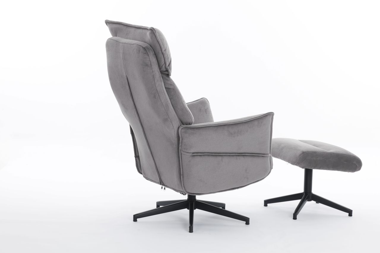 Happy Home Happy Home gepolsteter Relaxsessel mit Hocker HWP60-GRA grau