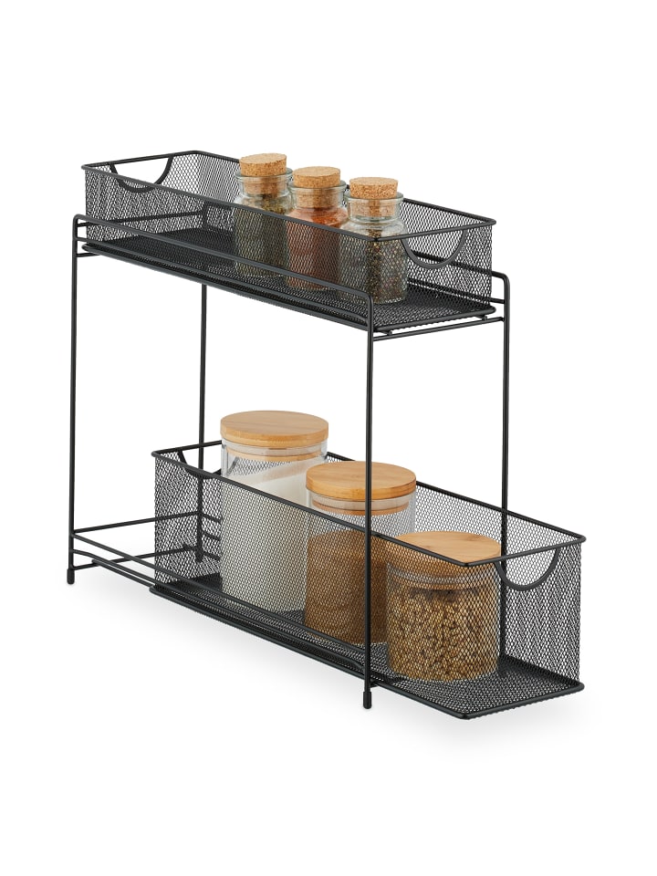 relaxdays Küchenschrank Organizer in Schwarz - (B)15 x (H)40 x (T)46 cm günstig kaufen onesize