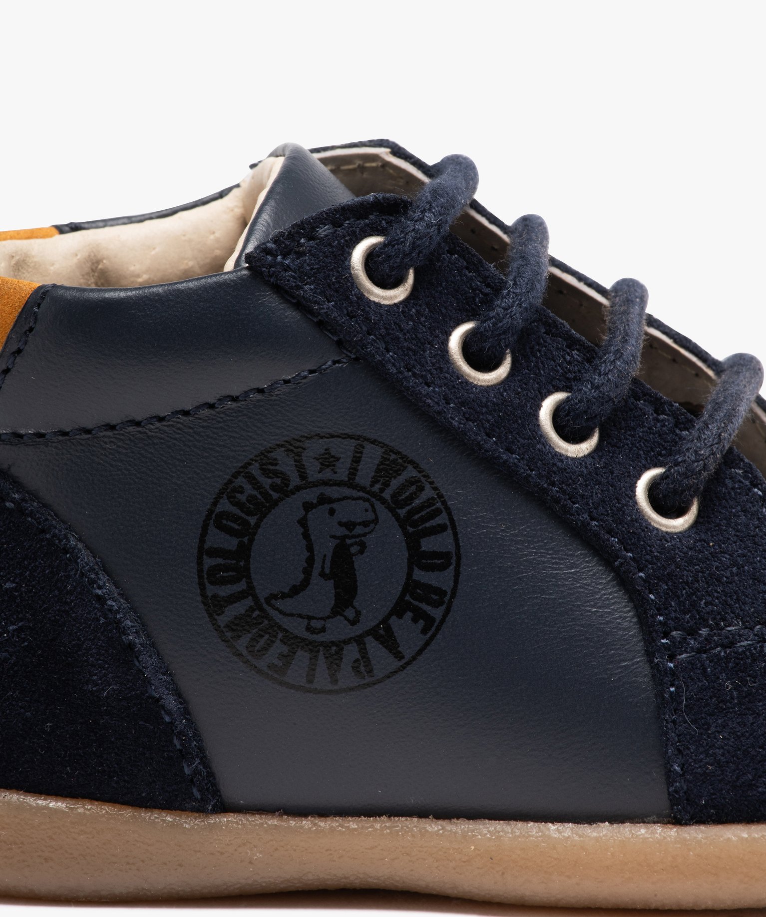 Chaussures premiers pas bébé Garçon en cuir uni et à lacets marine | GEMO