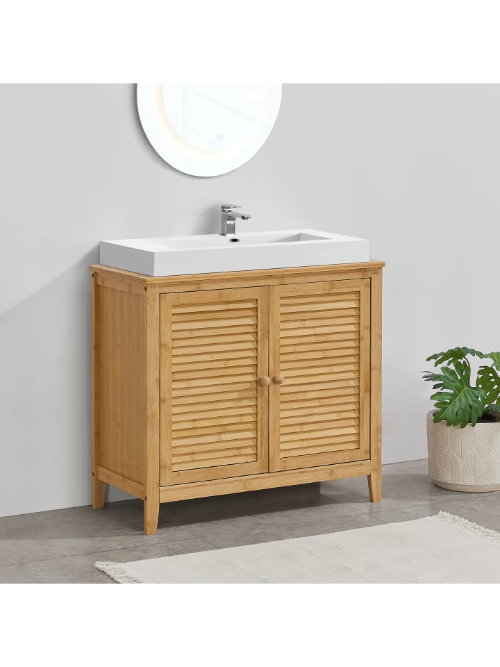 en.casa Unterschrank Värmdö Bambus in Beige (H)60cm (B)67cm (T)30cm günstig kaufen onesize