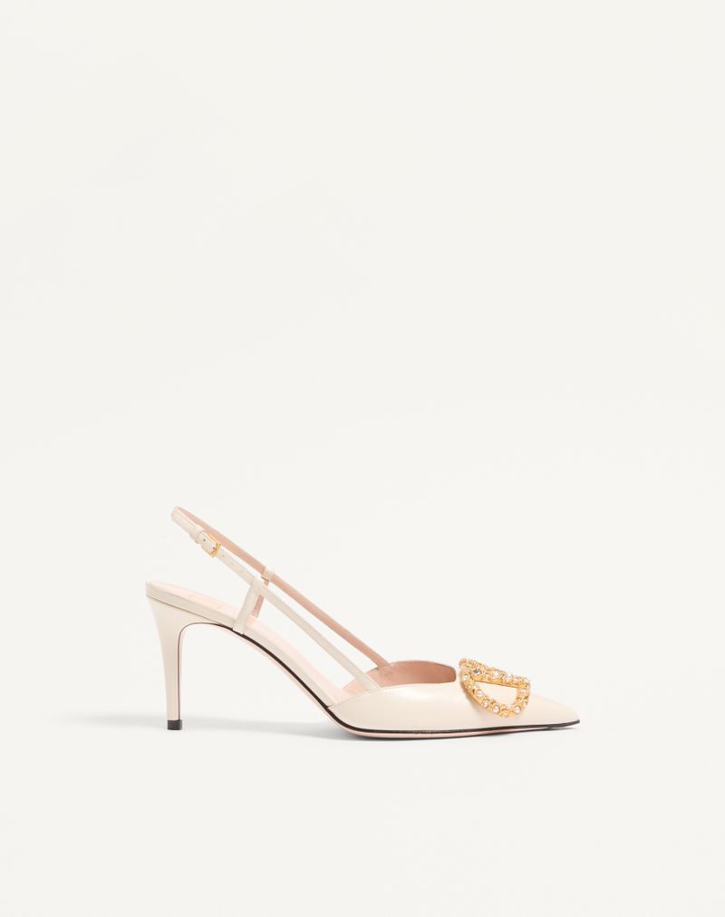 VLogo Signature Slingback Pumps van kalfsleer met sierlijk logo, 80 mm
