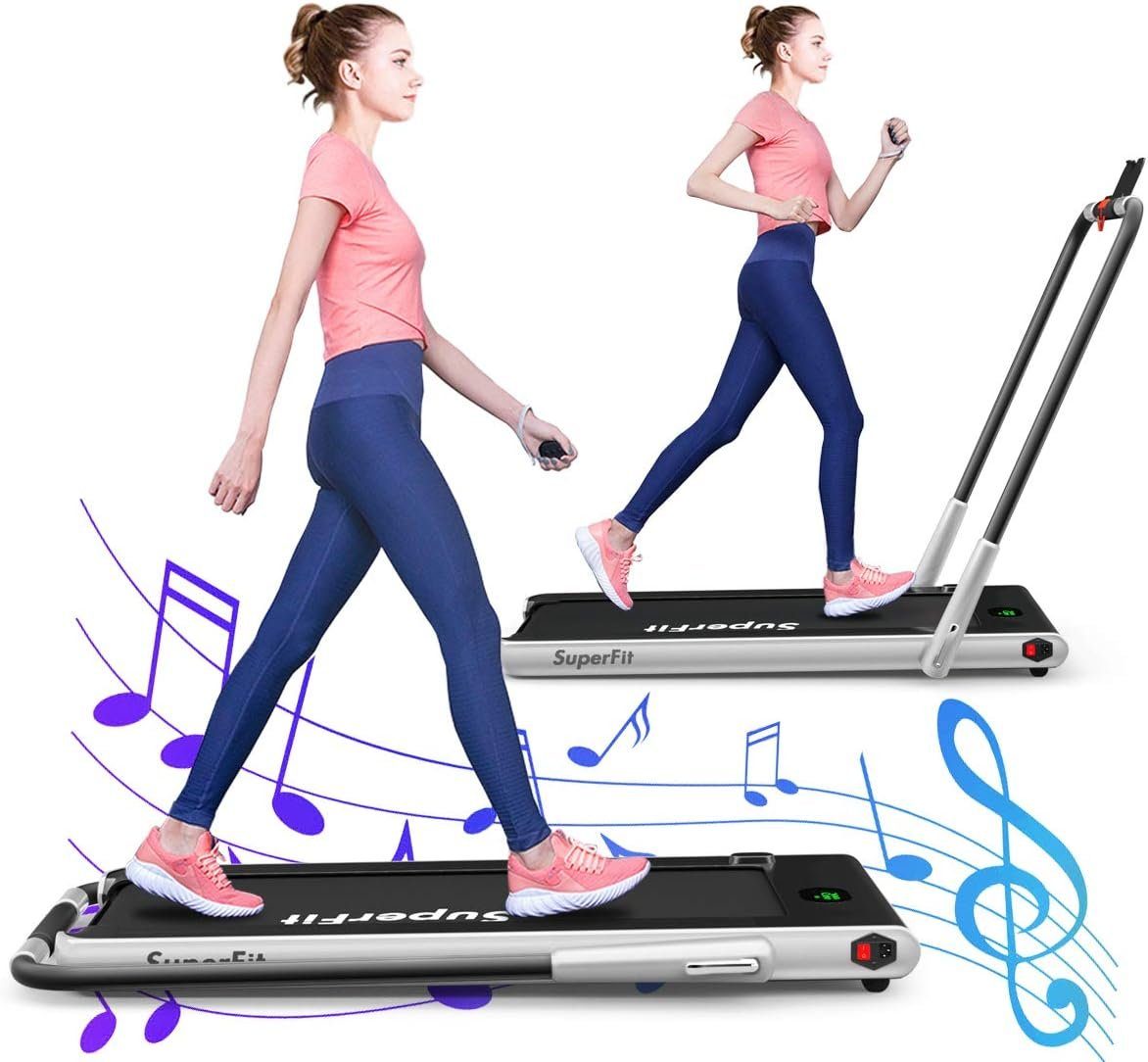 KOMFOTTEU Laufband 2-in-1 Walking Laufband, LED-Display, bis 12 km/h, bis 120 kg