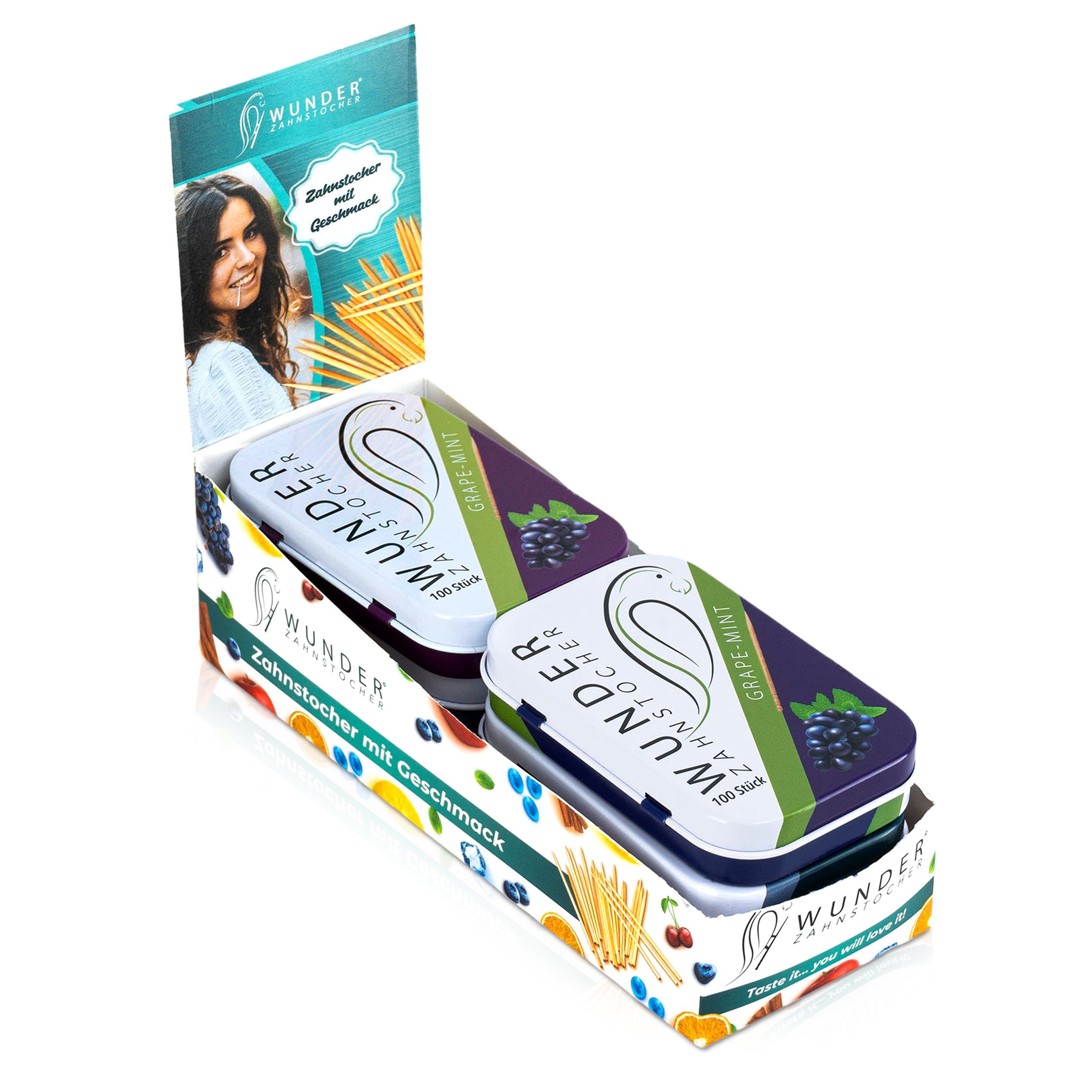 Wunder Zahnstocher Mundpflegecenter Wunder Zahnstocher Display 6er Pack Traube Minze DS