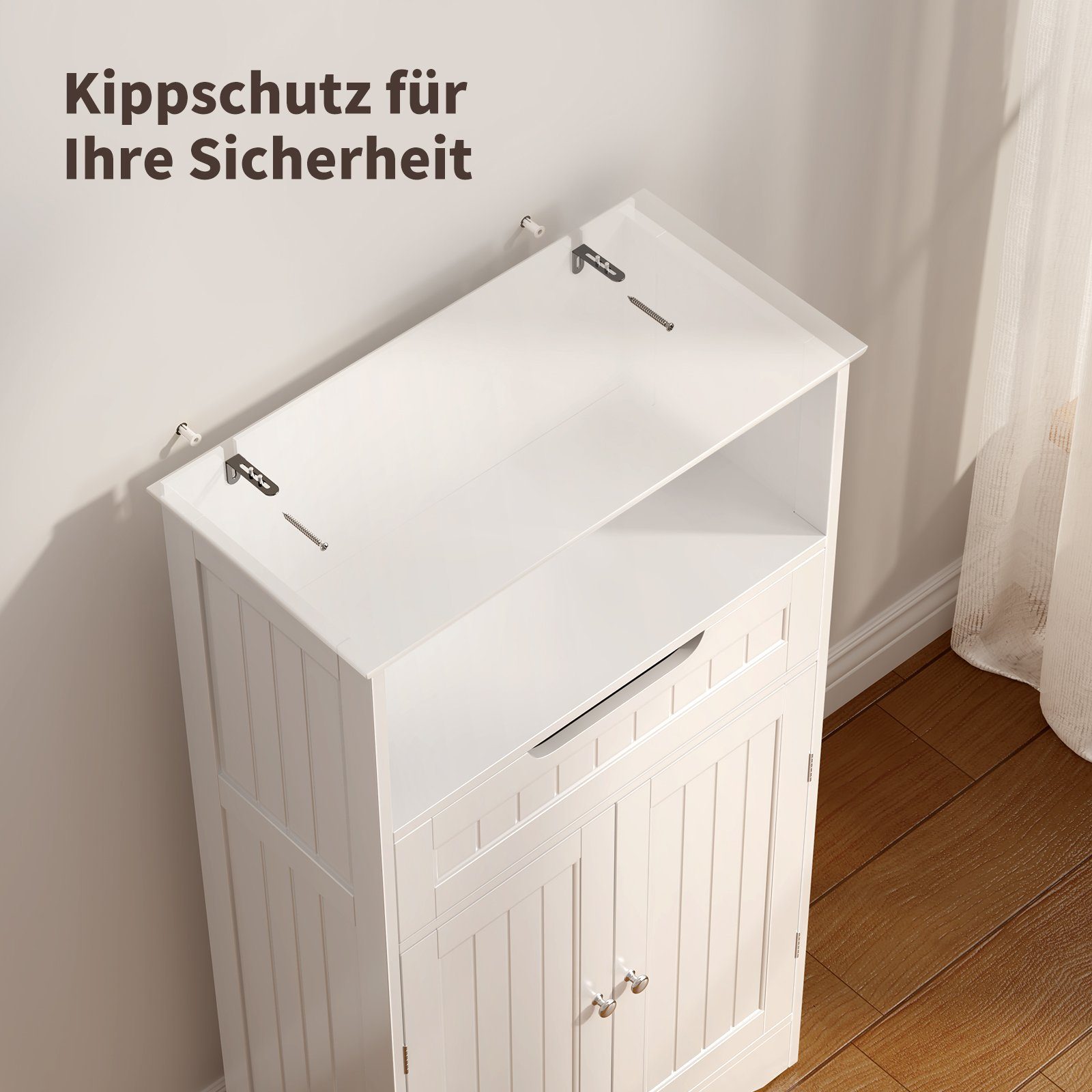 Bealife Badkommode Badezimmerschrank, mit offenem Fach, 1 Schubladen, 60x30x108cm, Weiß
