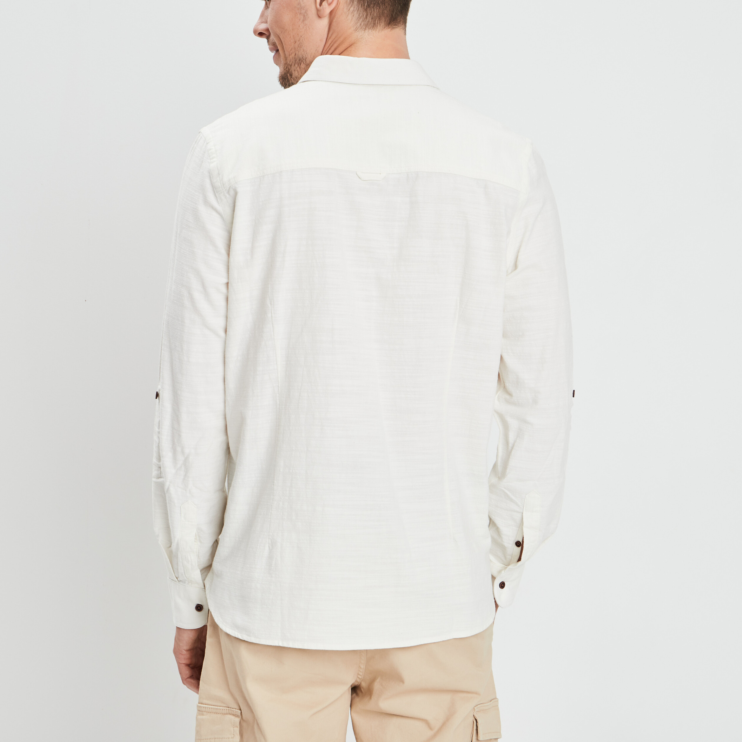 Chemise manches à revers Trappeur ivoire homme | La Halle