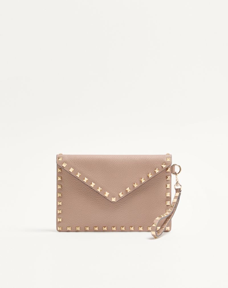 Bolsa Rockstud em couro de bezerro granada