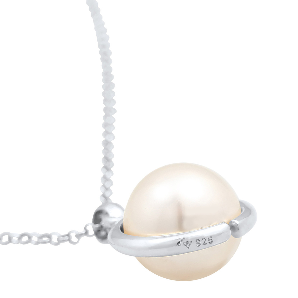 Elli Elli Collier Femmes Pendentif Rond Classique avec Perle Synthétique en Argent 925 collier