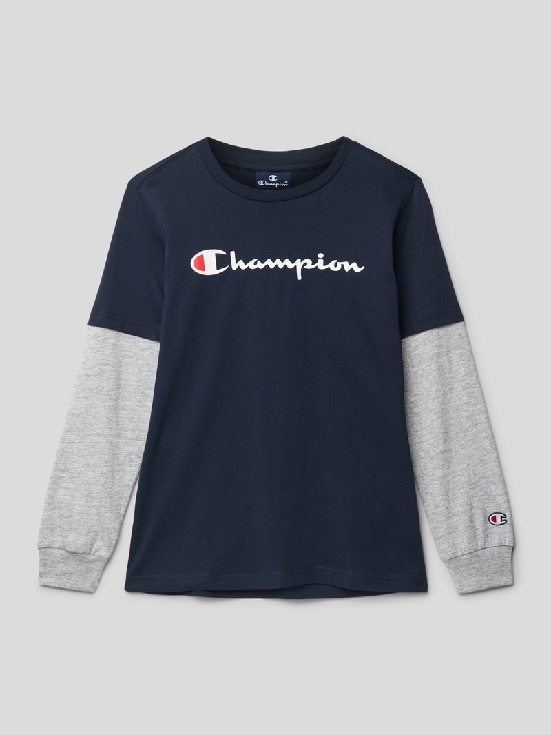 Longsleeve mit Logo-Print in marineblau