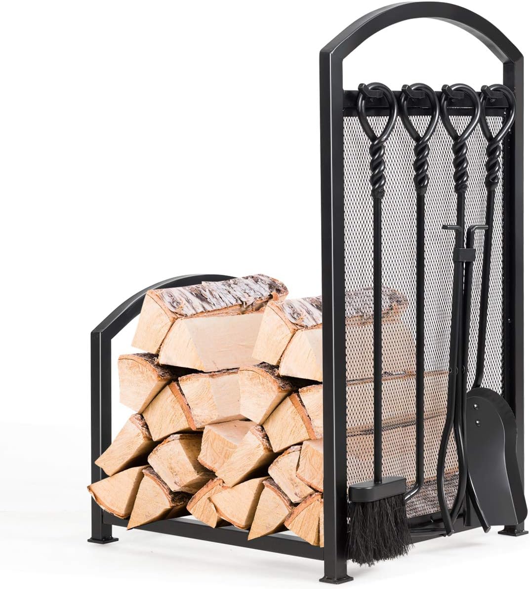 Costway Kaminholzregal mit 4 Kaminwerkzeug