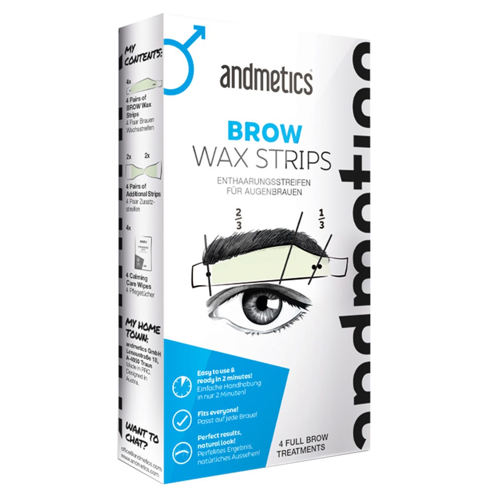 andmetics Brow Wax Strips Men 4 Paar
