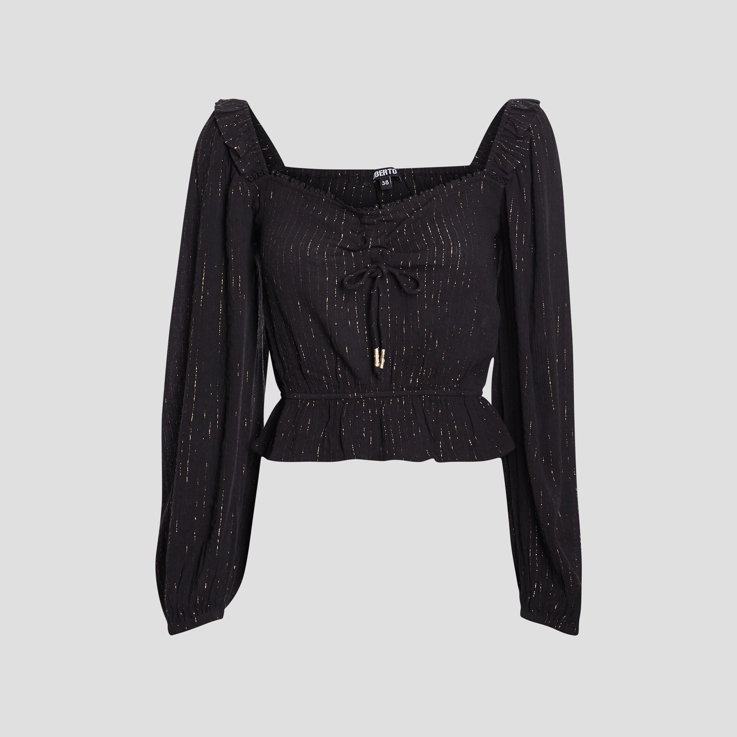 Blouse cropped manches longues noir femme | La Halle