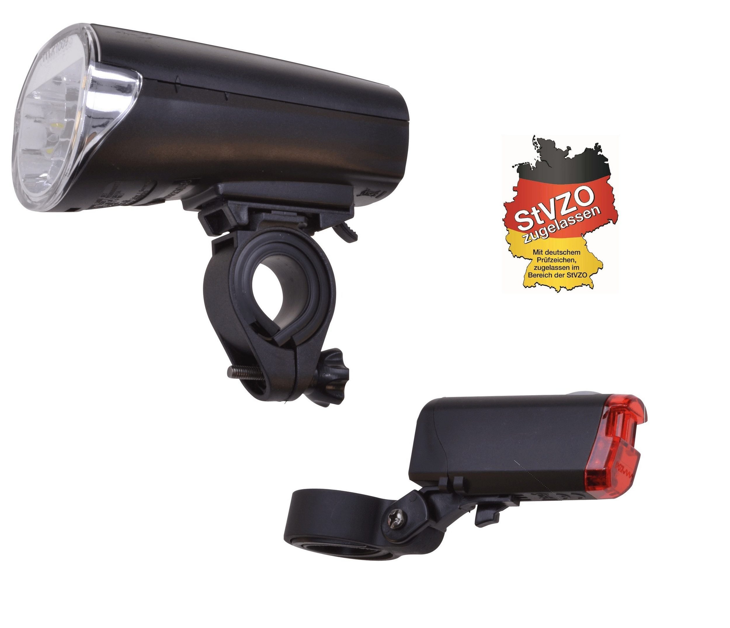 breluxx Fahrradbeleuchtung Fahrrad LED Beleuchtung Set mit StVZO Zulassung 1W 30 LUX