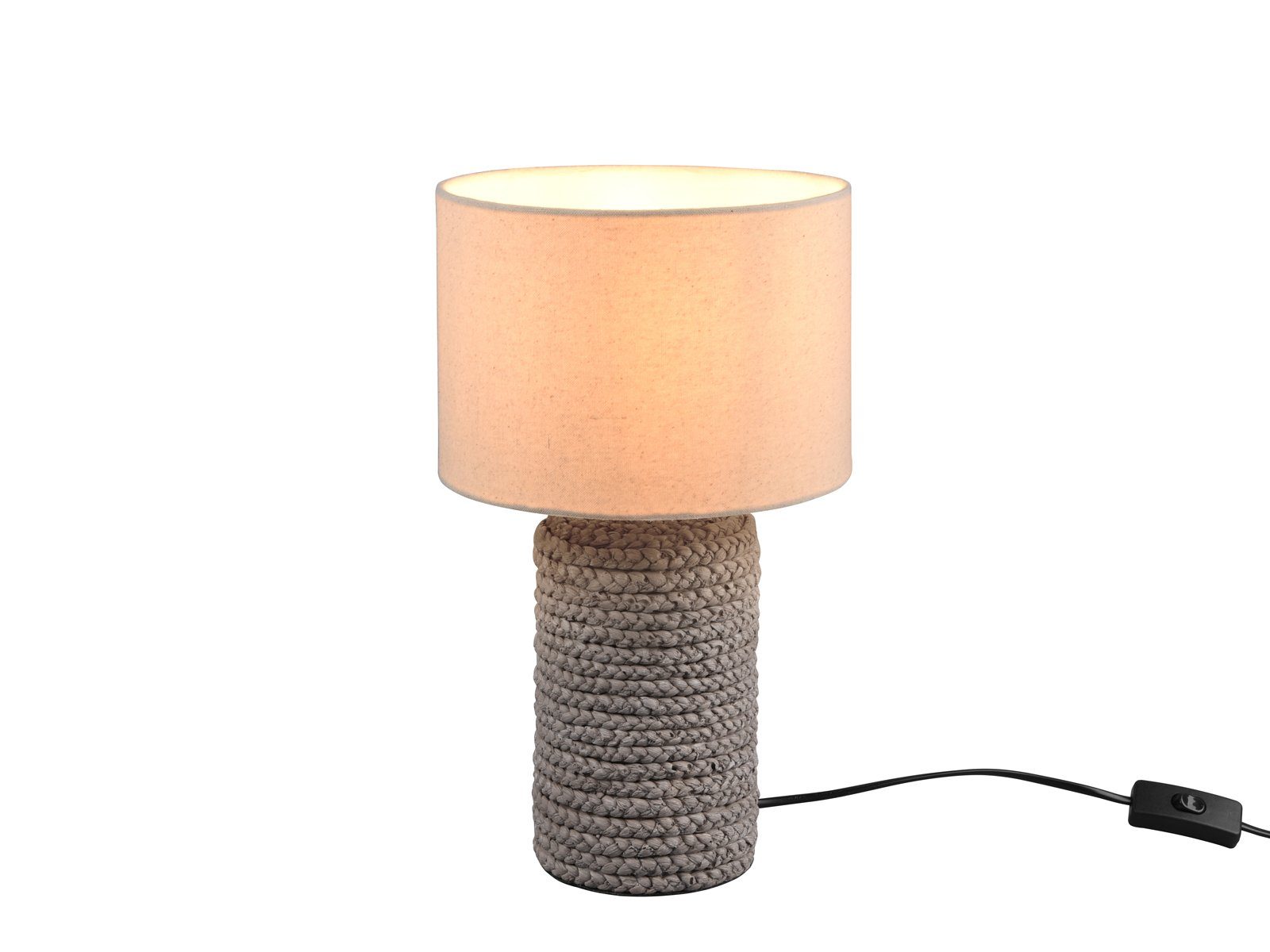 meineWunschleuchte LED Nachttischlampe, Dimmfunktion, LED wechselbar, Warmweiß, ausgefallene Keramik Designer Lampe dimmbar, Stoff Lampenschirm H:38cm