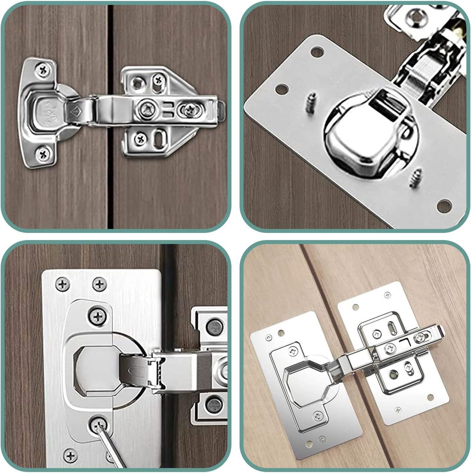 Olotos Möbelbeschlag Scharniere Scharnier Schrankscharniere Küchenschrank Türscharniere (8 St), reparaturset Reparaturplatten mit Schrauben für Schrank Möbel Fenster