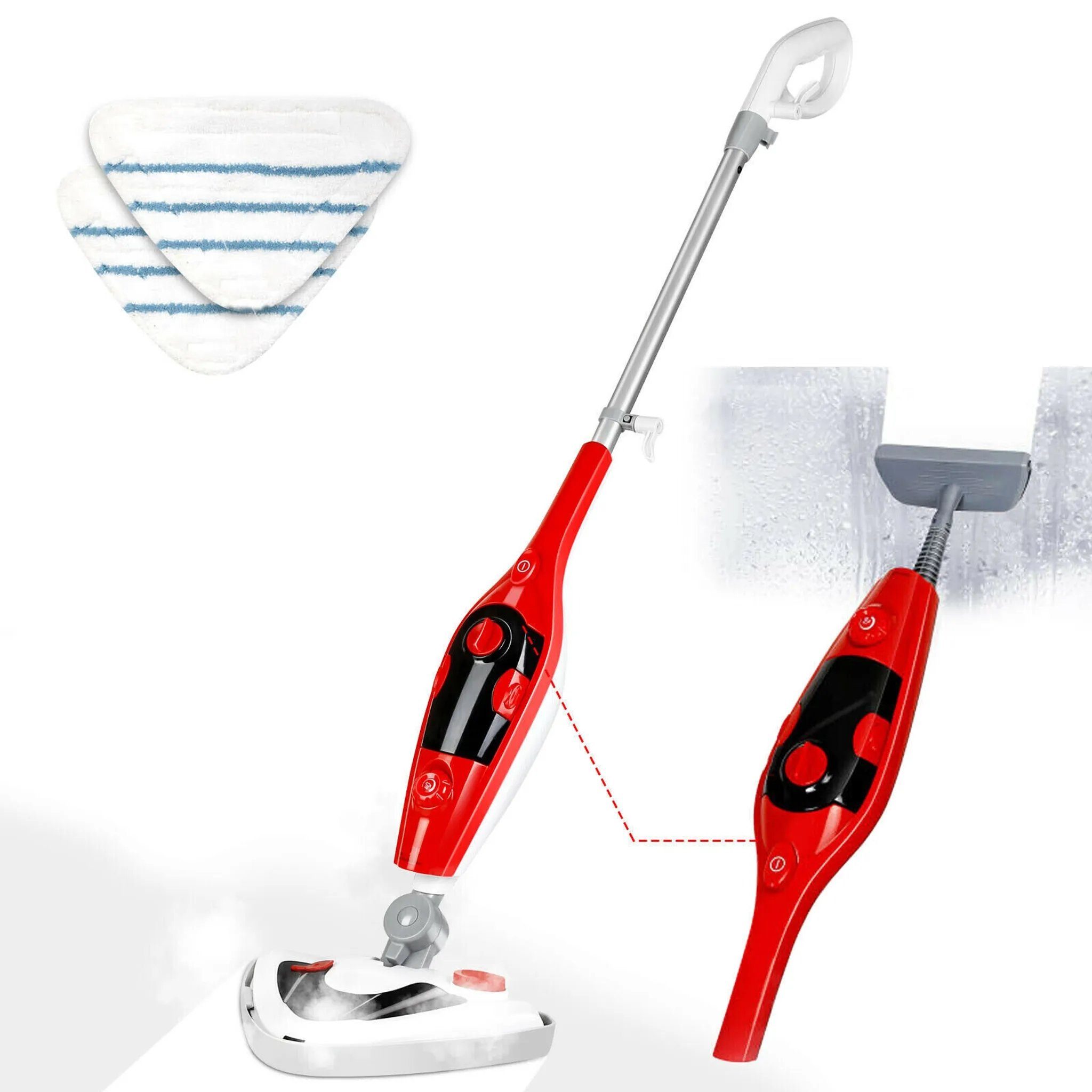 *Aiibot Dampfreiniger Dampfwischer, Dampfbesen, 1500,00 W, inkl. 2x Mikrofaser-Tuch, Mit 12 Zubehörteilen und 350-ml-Wassertank, 25-Sekunden-Schnellaufheizung