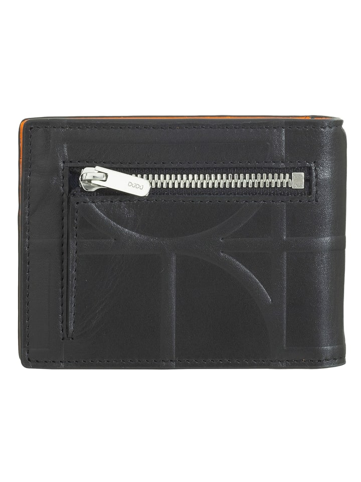 DuDu Up Geldbörse RFID Schutz Leder 11 cm Geldscheinklammer in black-orange günstig kaufen onesize