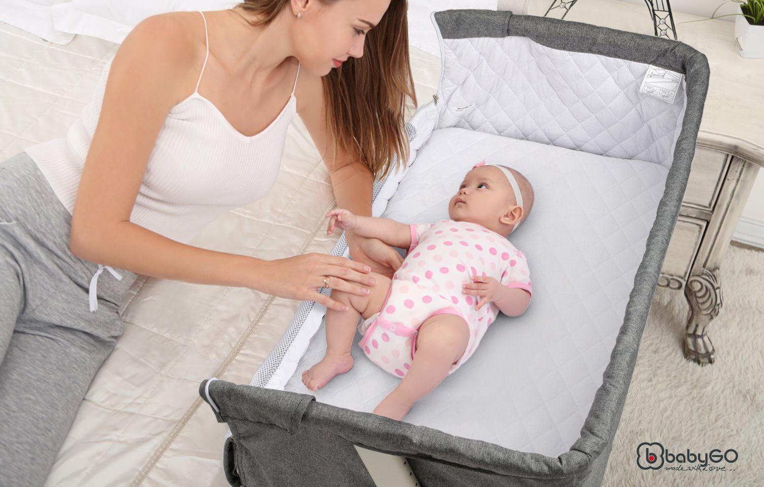 BabyGo Beistellbett Together, dark grey, faltbar