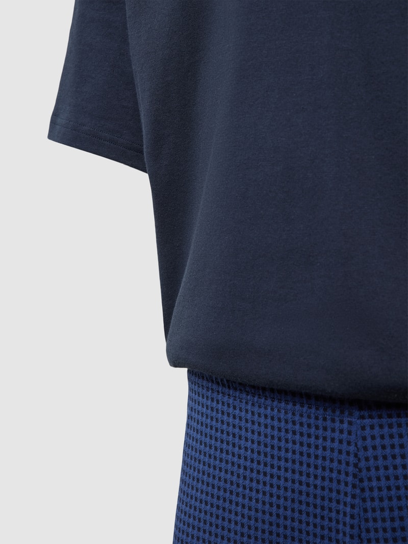 Pyjama mit geripptem V-Ausschnitt in marineblau