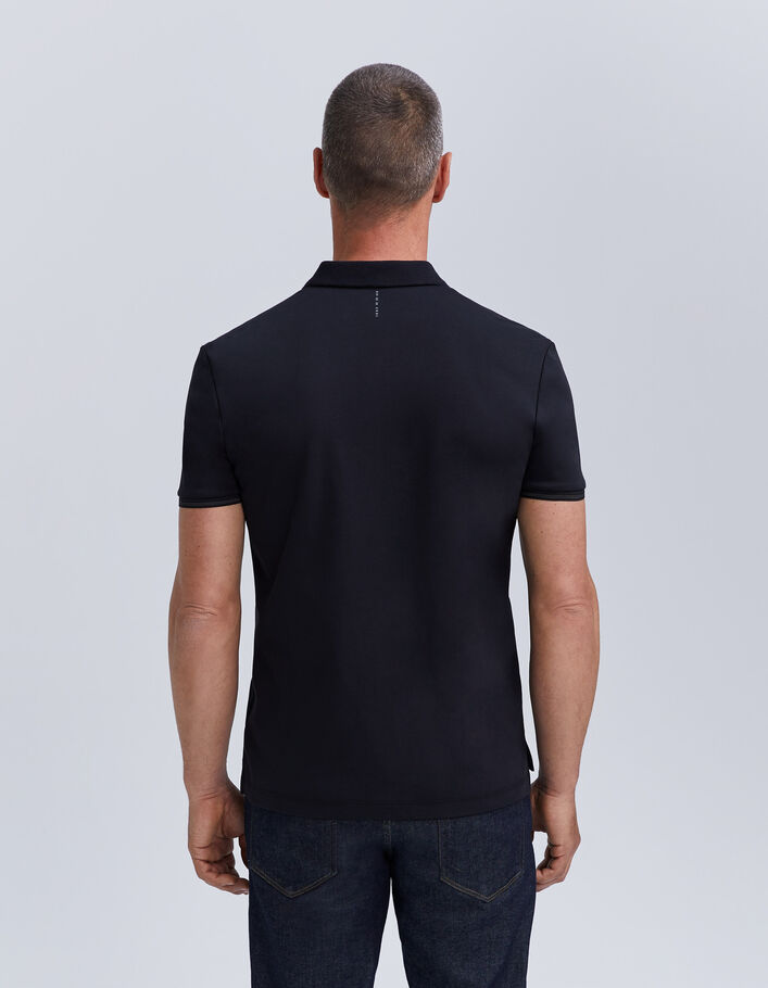 Polo noir DRY FAST élastique rayé aux manches Homme