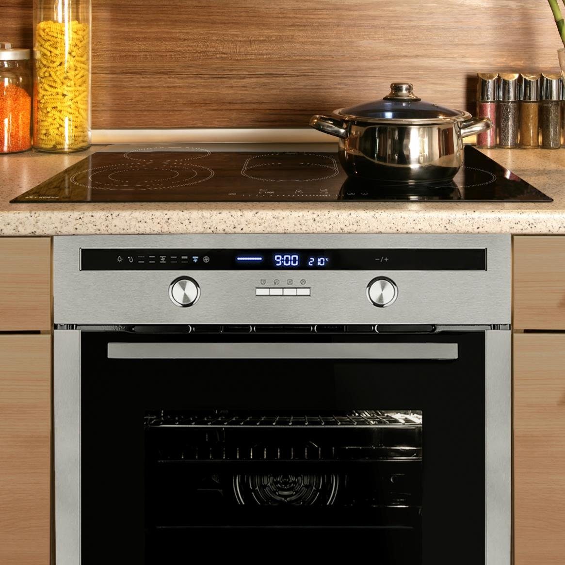 KKT KOLBE Backofen-Set KKT KOLBE Backofen und Kochfeld SET8013_77RL, mit 2-fach Teleskopauszug, 60cm Einbau-Backofen EB8013ED + 77cm Glaskeramik-Kochfeld KF7705RL