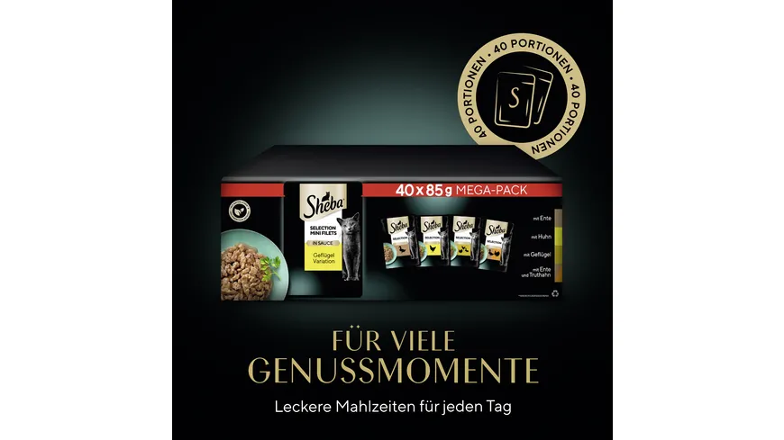 Sheba Katzennassfutter Selection in Sauce Geflügel Vorratspack 3.4 kg