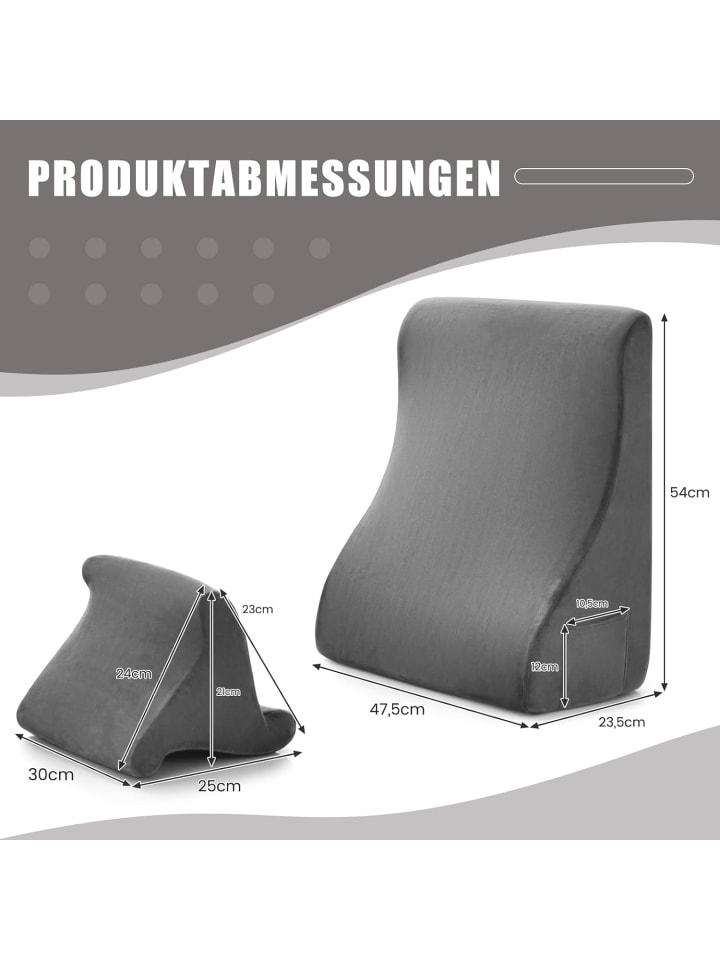 COSTWAY Keilkissen 2 tlg. abnehmbar in Grau günstig kaufen 54 cm