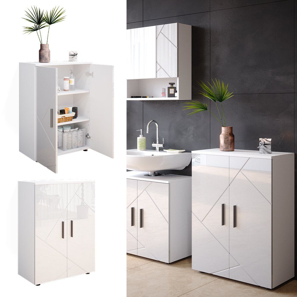 Vicco Midischrank Badezimmerschrank IRMA Weiß Hochglanz