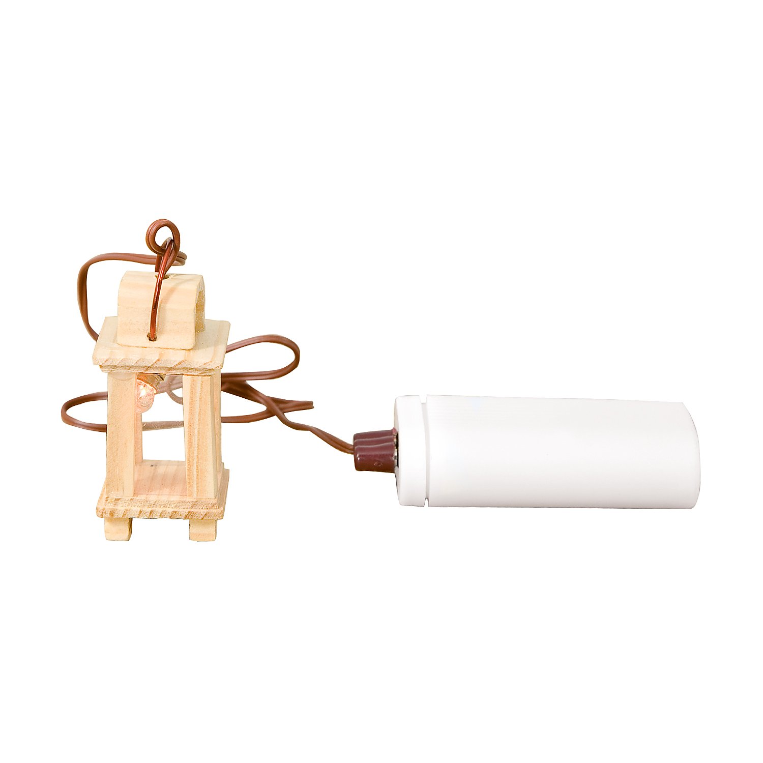 Batteriebetriebene Lampe aus Holz, 2,5 x 2,5 x 5,5 cm