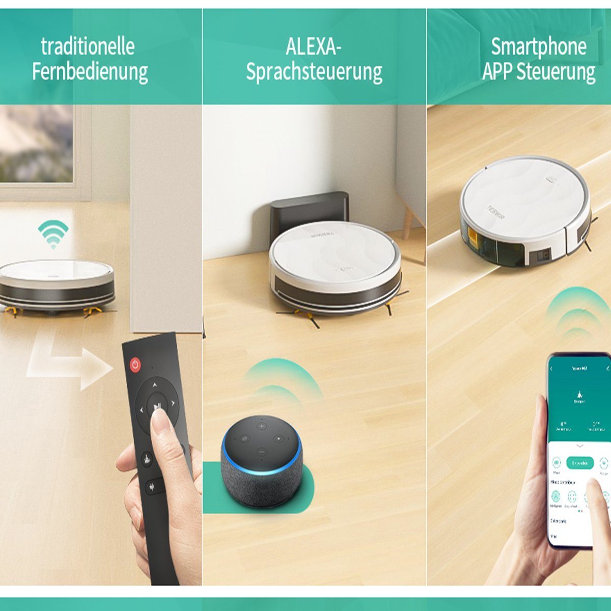 Tesvor Saugroboter M2 Saugroboter Roboter staubsauger 6000pa mit wischfunktion, Mit Staubbox beutellos,6000Pa
