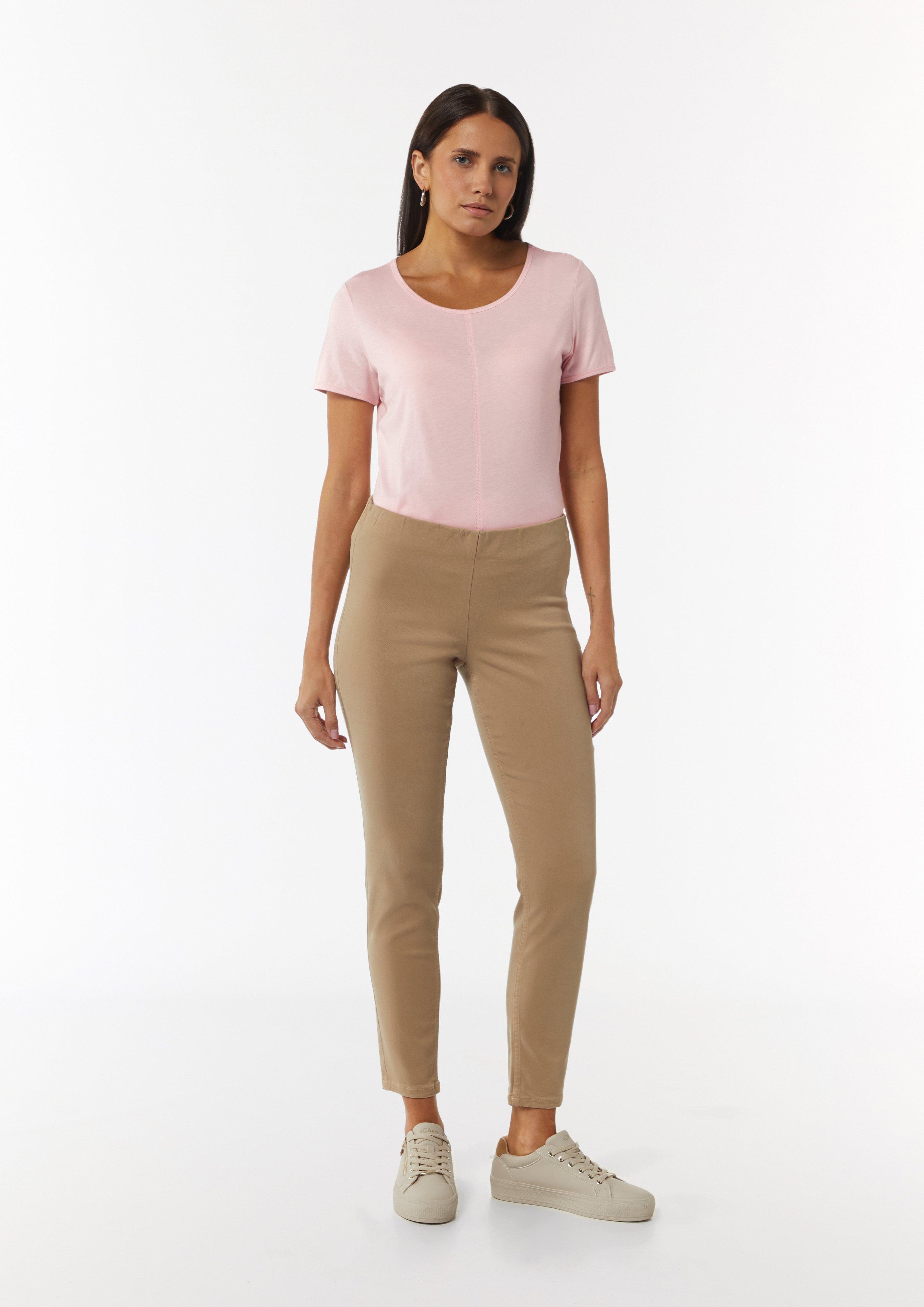 T-Shirt aus Baumwollmix mit Naht-Detail - rosa