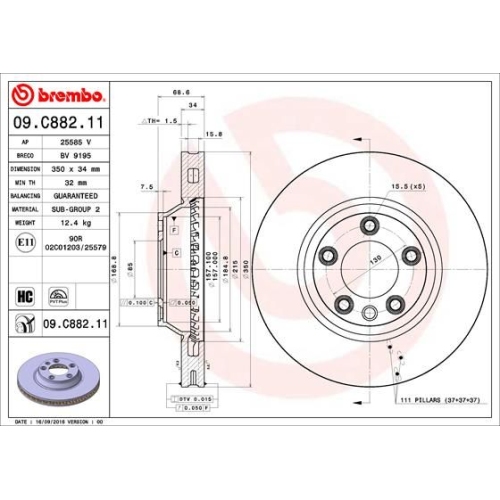 09.C882.11 BREMSSCHEIBE BREMBO VA  VP1 - ATU