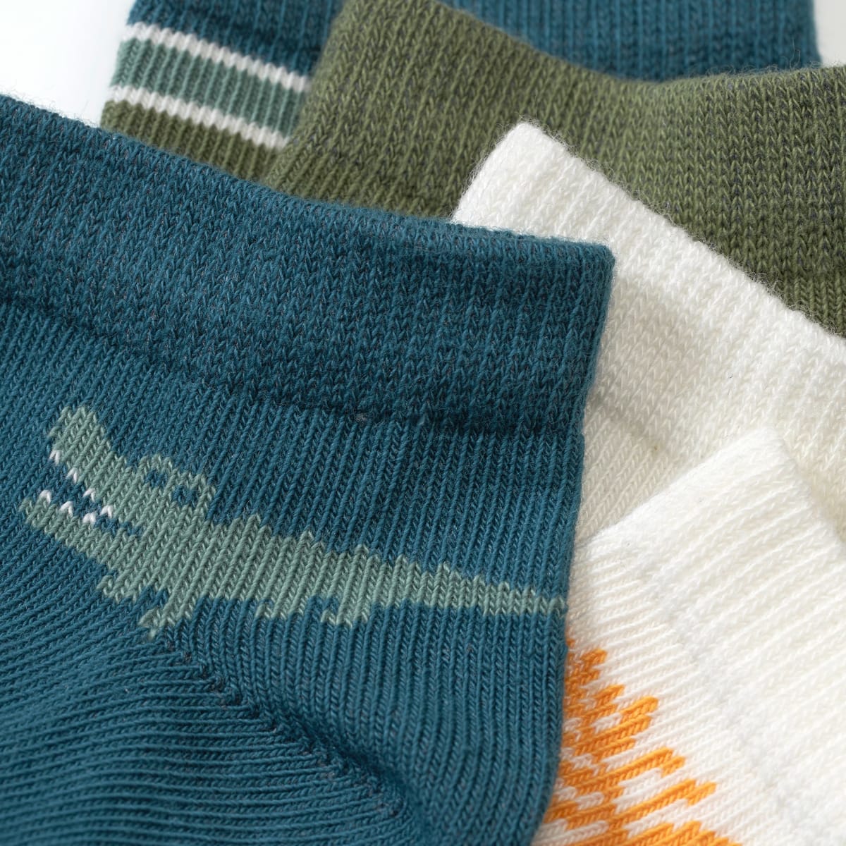 Sneaker Socken mit Krokodil-Muster, blau + grün, Gr. 27/29, 5 St