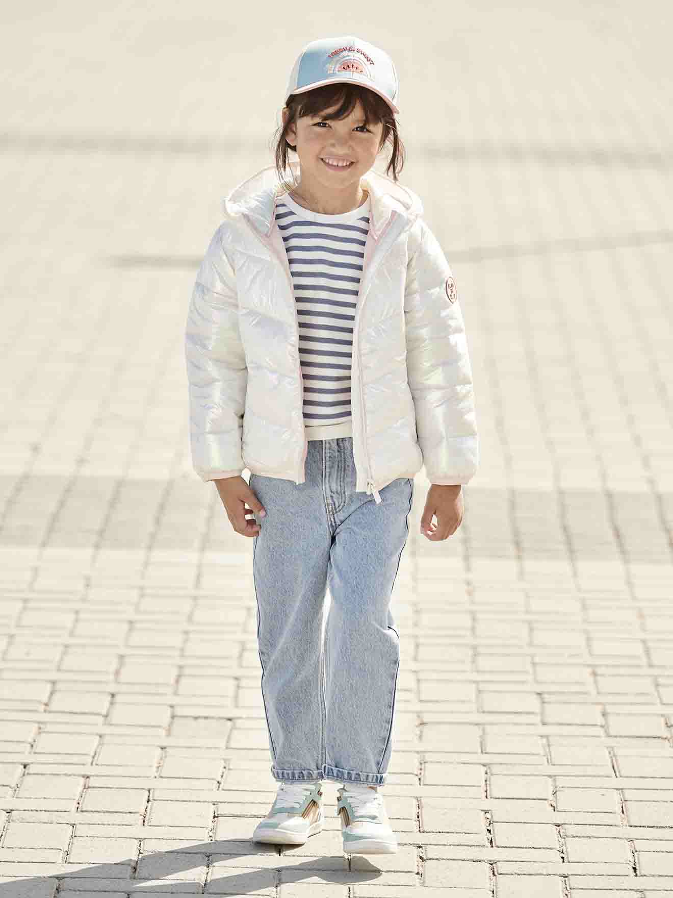 Vertbaudet Mädchen Light-Steppjacke mit Glanzeffekt - wollweiß