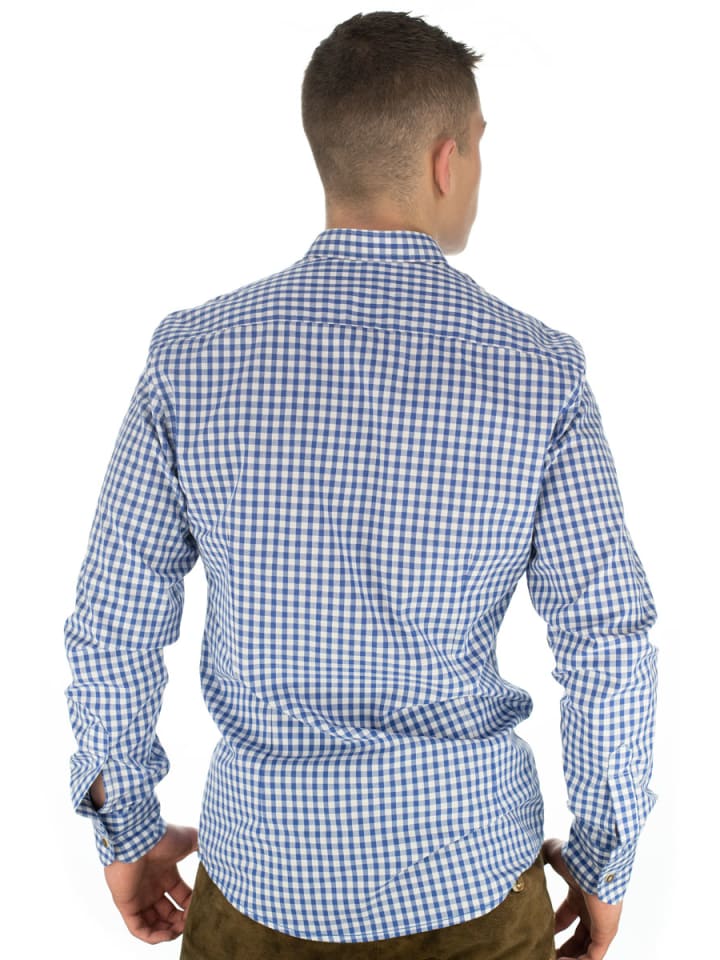 OS-Trachten Trachtenhemd Prabu in mittelblau günstig kaufen