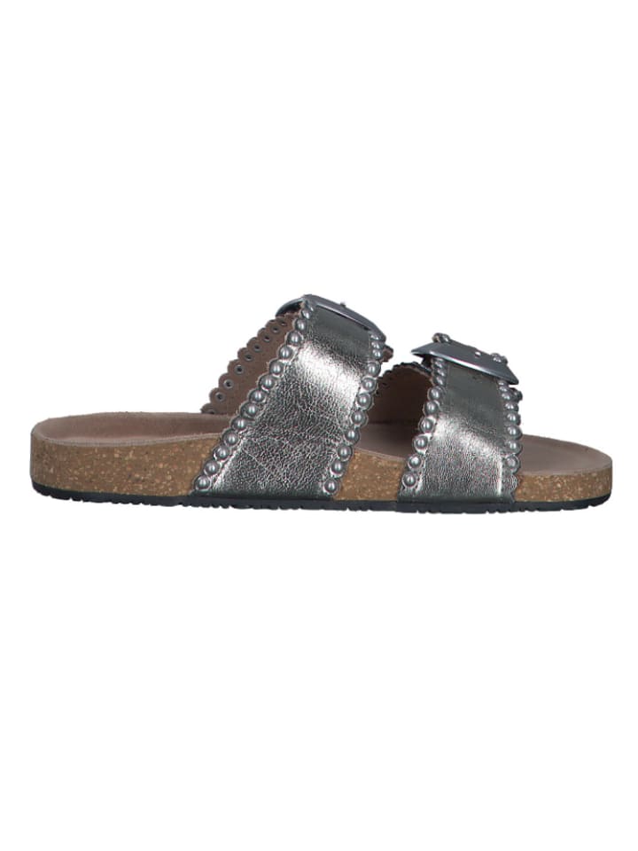 s.Oliver Leder-Pantoletten in Silber günstig kaufen