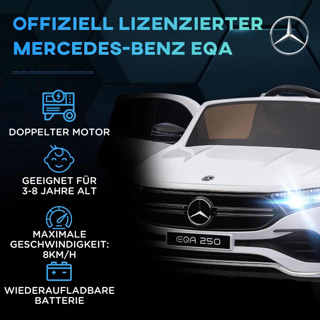 HOMCOM Kinder Elektrofahrzeuge Elektroauto mit Fernbedienung, Kinderauto mit MP3