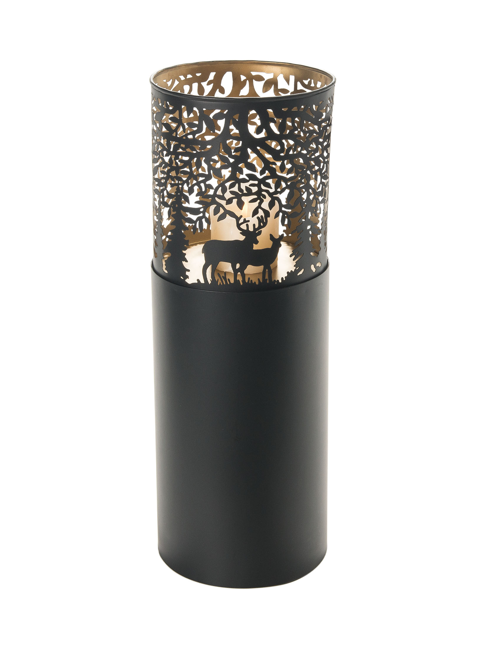 Ravina Windlicht auf Standfuß, Black/Gold