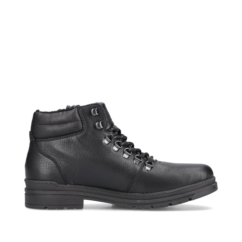 Rieker Herren Schnürstiefel glanzschwarz