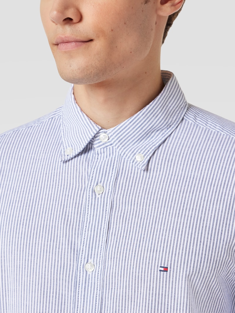 Regular Fit Freizeithemd mit Streifenmuster Modell 'CORE' in marineblau