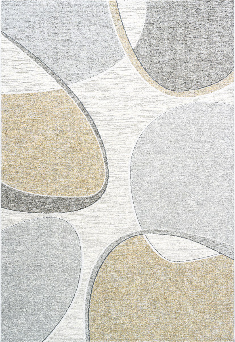 Webteppich Varis Hellgrau-Grau-Gold 80 x 150 cm