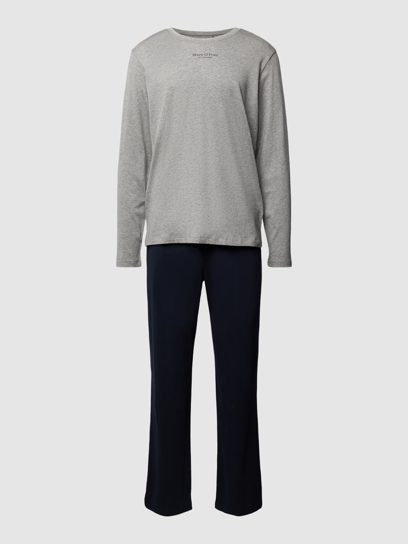 Pyjama mit Label-Print Modell 'MIX N MATCH' in mittelgrau meliert