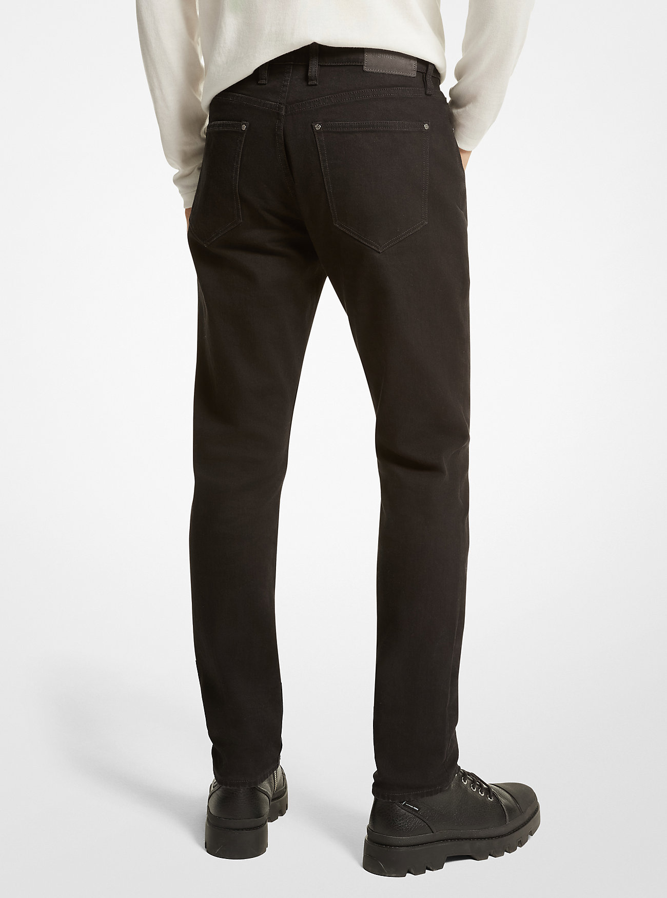 Slim-fit stretch-bomullsjeans - SVART
