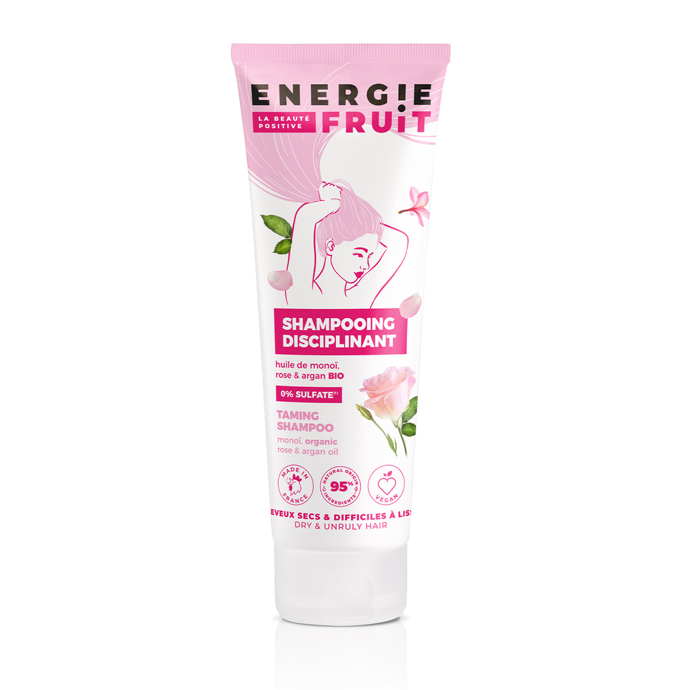 energie fruit MONOI ROSE & HUILE D'ARGAN BIO | CHEVEUX SECS  & REBELLES Shampooing Sans Sulfates