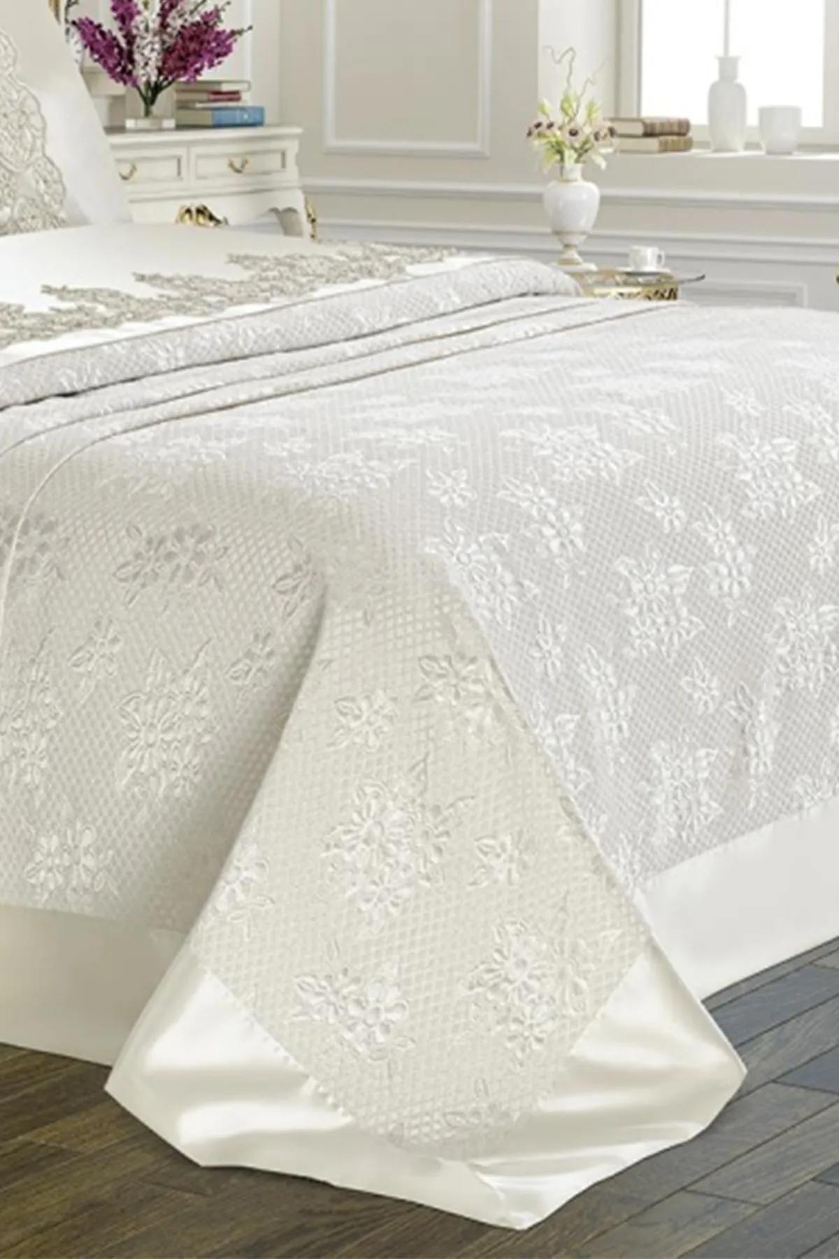 Çeyiz Diyarı  Doppeltes Mitgift-Piqué-Set Dubai Plain Cream 206105