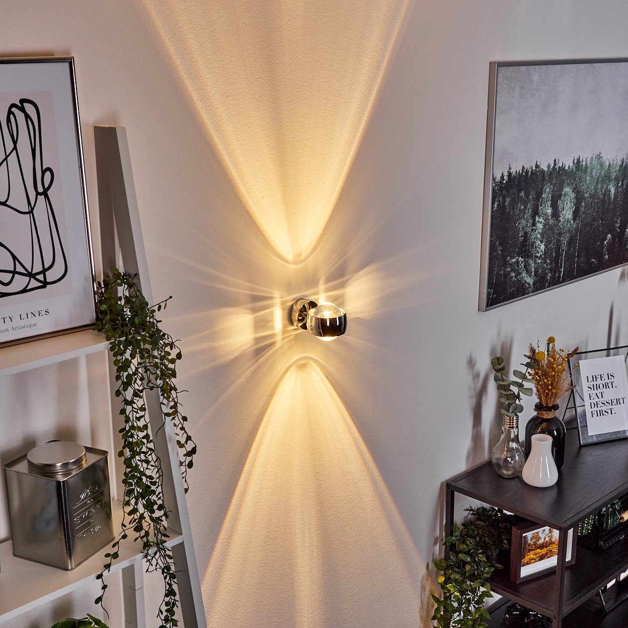 hofstein Wandleuchte Osacca Wand-Lampe, halbrunde Designer-Effektlampe in modernem chrom, ohne Leuchtmittel, mit Schlitzen, die Wandbeleuchtung funktioniert mit LED oder Halogen