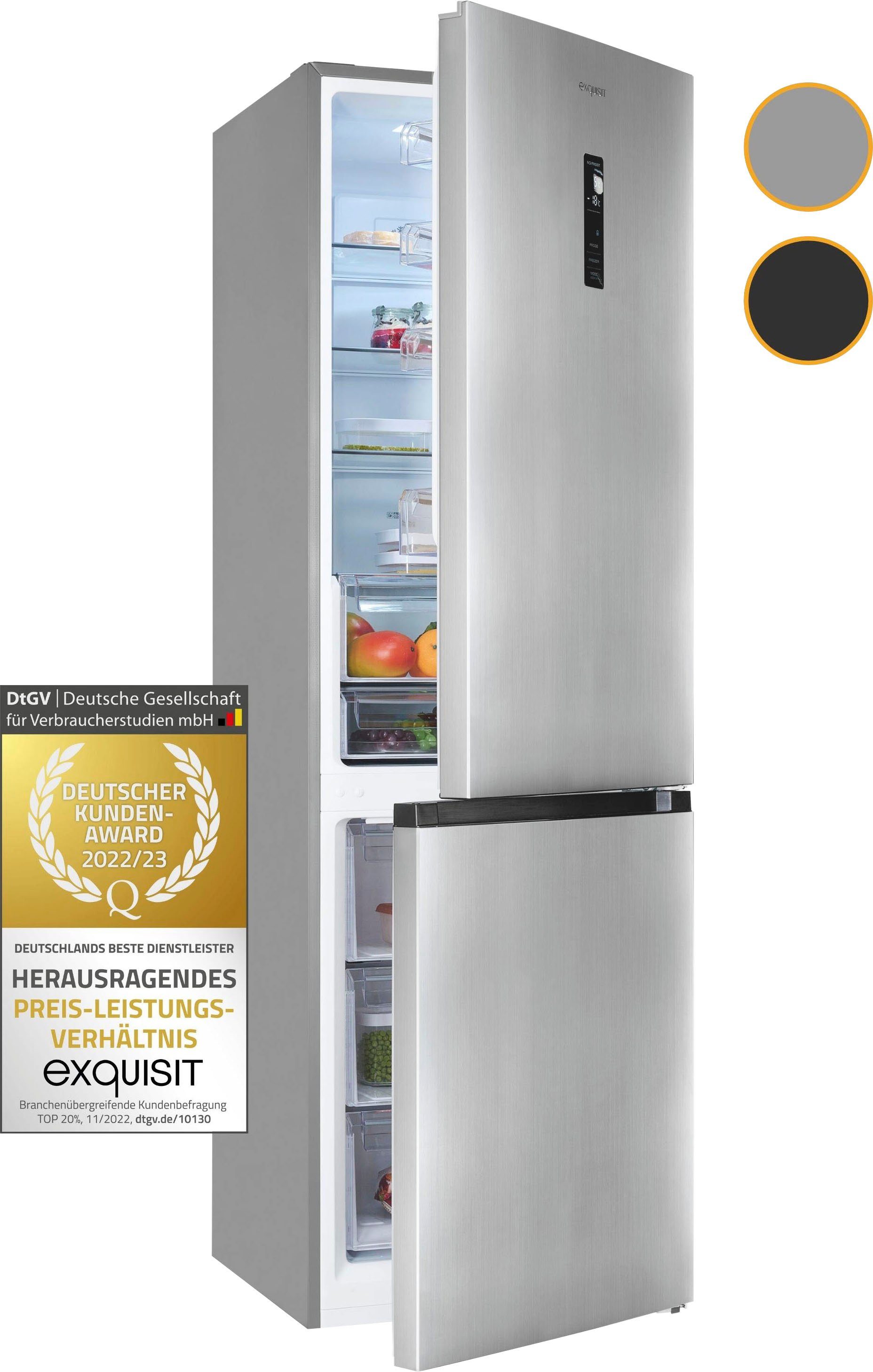 exquisit Kühl-/Gefrierkombination KGC350-105-NF-040C, 193 cm hoch, 60 cm breit